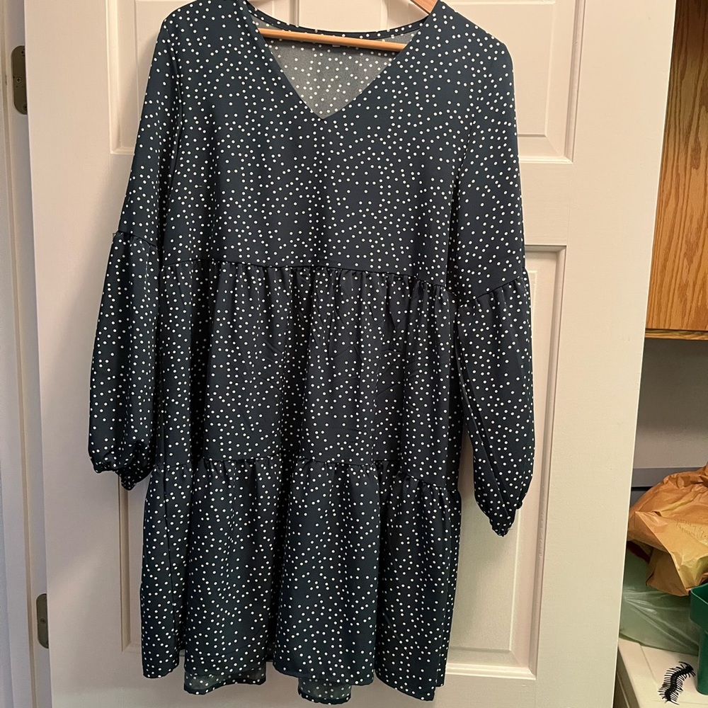 Deep green with polka dots